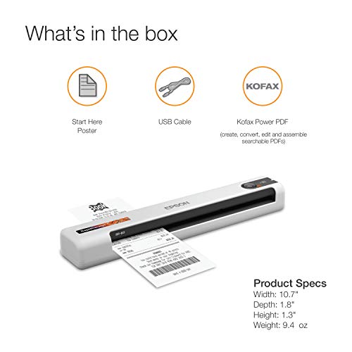 Epson RapidReceipt RR-60 Mobile Scanner with Software