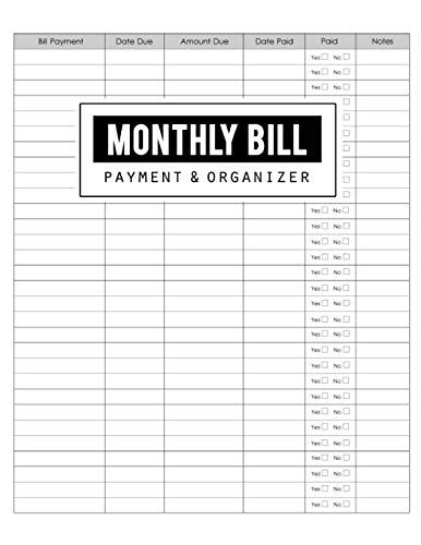 Monthly Bill Organizer & Budget Tracker Spreadsheet