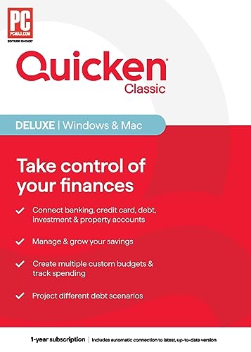 Quicken Classic Deluxe: Personal Finance Software Subscription