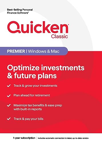 Quicken Classic Premier: Personal Finance Software Subscription