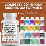 Organic Mushroom Supplement with Lions Mane & Turkey Tail