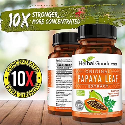 Papaya Leaf Extract - 10X Digestive Support Capsules