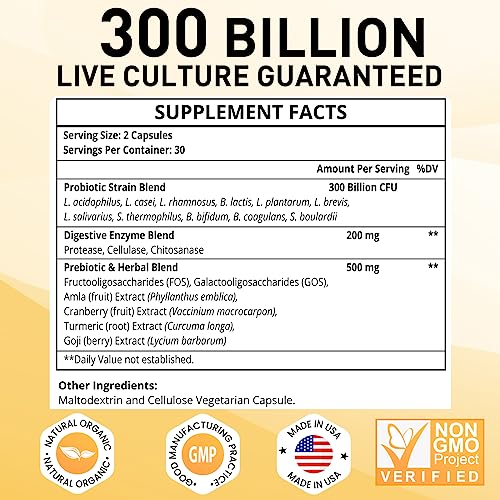 300 Billion CFU Probiotics for Gut Health