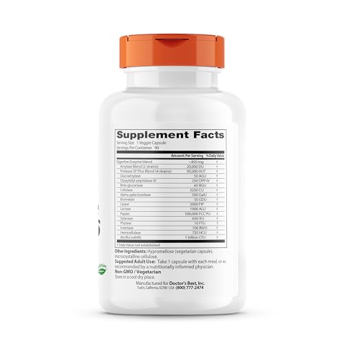 Herbal Digestive Enzymes - Non-GMO Vegetarian Formula