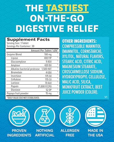 Chewable Digestive Enzymes with Bromelain - Berry Flavor