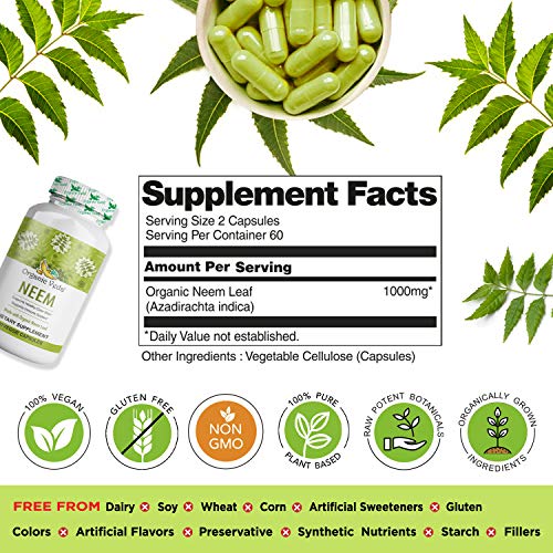 Organic Neem Capsules - 1000mg Herbal Supplement