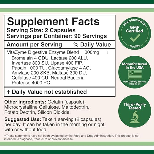 Essential Digestive Enzymes Blend - 800mg Formula