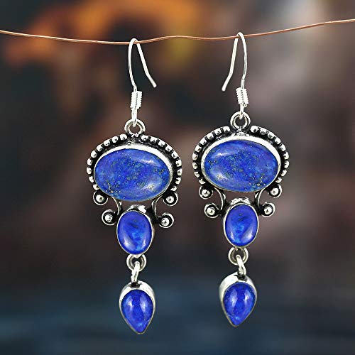 Handmade Lapis Lazuli Dangle Earrings - Women's Gift