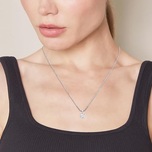 Lab Grown Diamond Solitaire Pendant in 14K White Gold