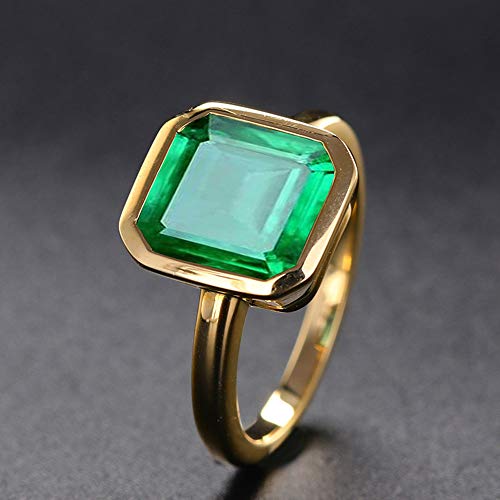 Emerald Cut CZ Solitaire Ring, 18K Gold Plated