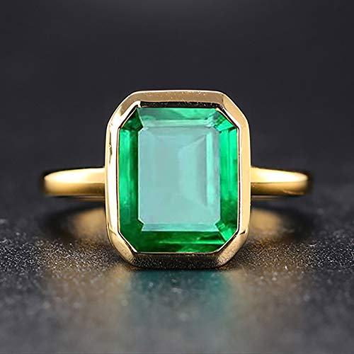 Emerald Cut CZ Solitaire Ring, 18K Gold Plated