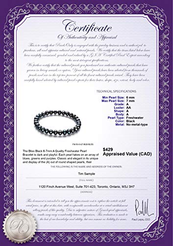 Bliss Black Freshwater Pearl Bracelet - 6-7mm Quality