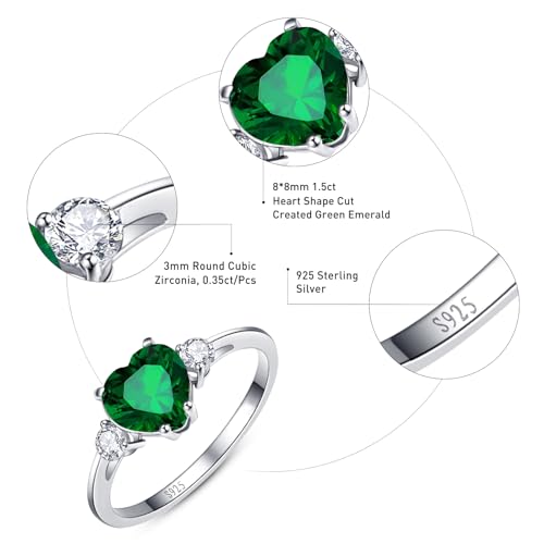 2.25ct Created Emerald Heart Promise Ring Size 6.5