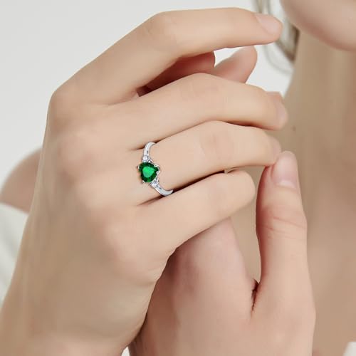 2.25ct Created Emerald Heart Promise Ring Size 6.5
