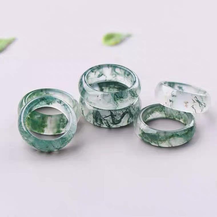 Angol Moss Agate Ring - Unisex Green Gemstone