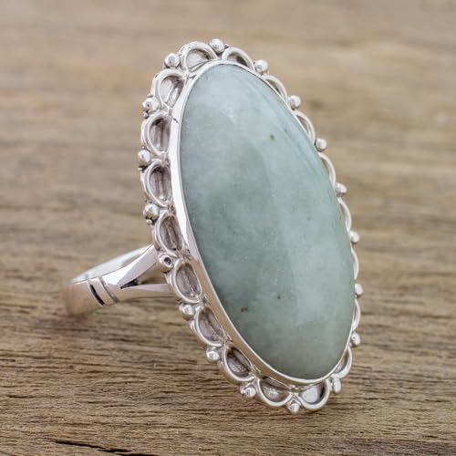Handmade Guatemalan Jade Cocktail Ring - Pale Dahlia