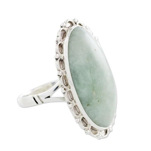 Handmade Guatemalan Jade Cocktail Ring - Pale Dahlia