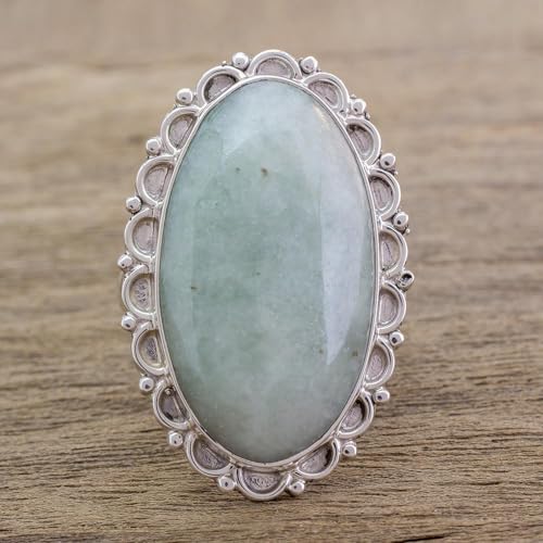 Handmade Guatemalan Jade Cocktail Ring - Pale Dahlia