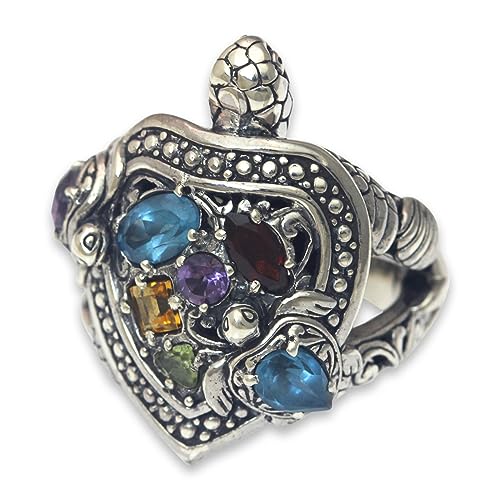 Handmade Multigemstone Turtle Cocktail Ring