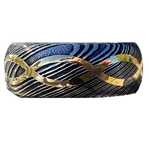 Custom Damascus Steel Infinity Symbol Ring for Men