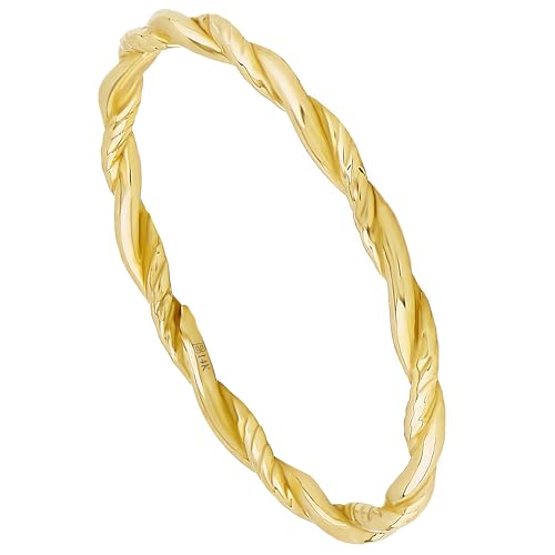 14k Gold Twisted Stackable Rings for Women
