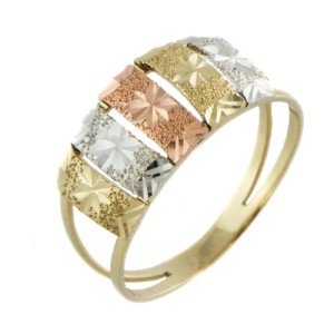 Tricolor Gold Floral Cocktail Ring - Modern Design
