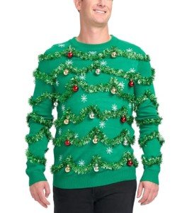 Funny Green Garland Christmas Sweater for Men