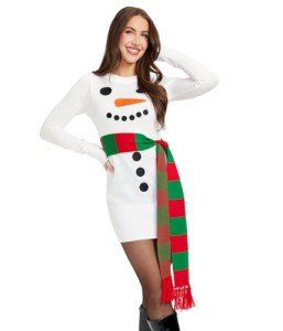 Festive Winter Snowman Sweater Dress for Women