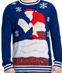 Blue Pooping Santa Claus Men's Holiday Sweater