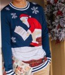 Blue Pooping Santa Claus Men's Holiday Sweater