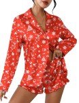Ekouaer Women’s Satin Pajama Set in Christmas Red