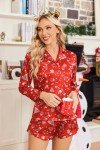 Ekouaer Women’s Satin Pajama Set in Christmas Red