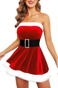 Avidlove Santa Christmas Mini Swing Dress, Red