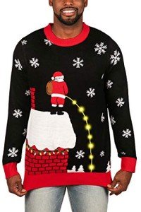 Men's LED Christmas Sweater - Leaky Roof Santa