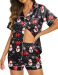 Black Satin Silk Pajama Set for Women