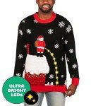 Men's LED Christmas Sweater - Leaky Roof Santa