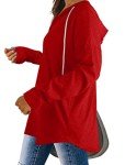 V-Neck Bright Red Long Sleeve Sweater for Women
