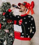 Men's LED Christmas Sweater - Leaky Roof Santa