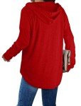 V-Neck Bright Red Long Sleeve Sweater for Women