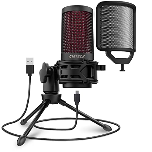 CMTECK USB Podcast Microphone with Pop Filter
