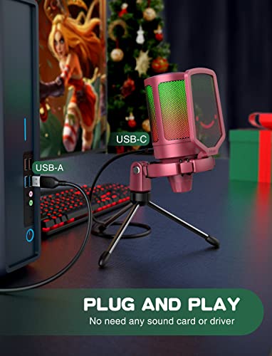 FIFINE RGB USB Microphone for Gaming and Podcasting