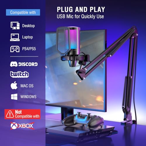 FIFINE USB Microphone with Boom Arm and Pop Filter