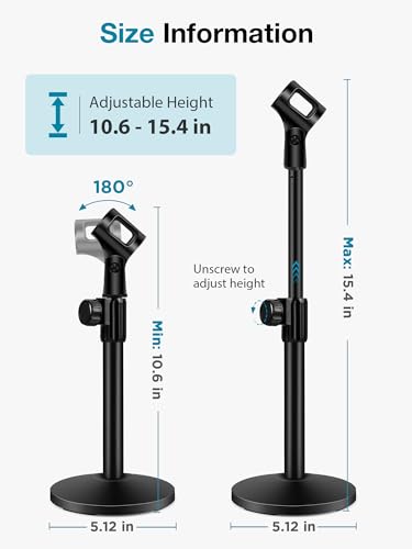 Adjustable Desktop Microphone Stand with Clip