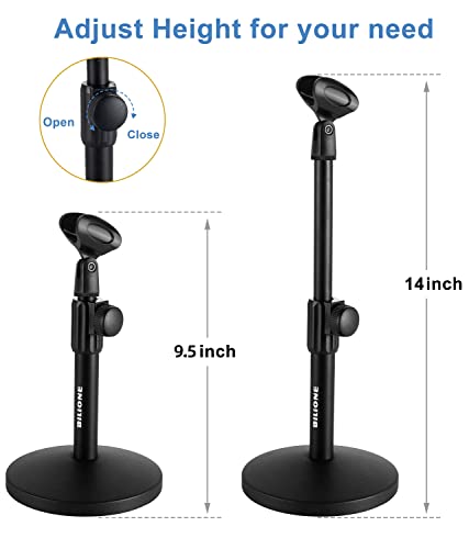 BILIONE Adjustable Desktop Microphone Stand with Accessories