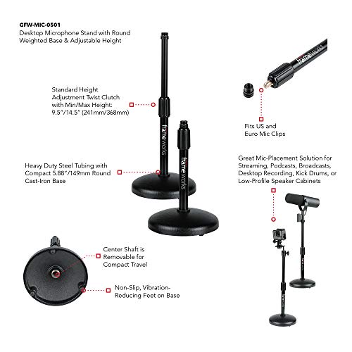 Gator Frameworks Adjustable Desktop Microphone Stand