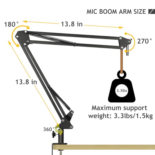Professional Mic Stand with Shock Mount and Pop Filter