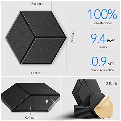 12 Pack Self-Adhesive Acoustic Foam Panels