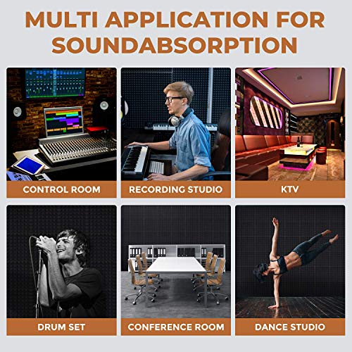 12"x12" Acoustic Foam Panels - 24 Pack Black