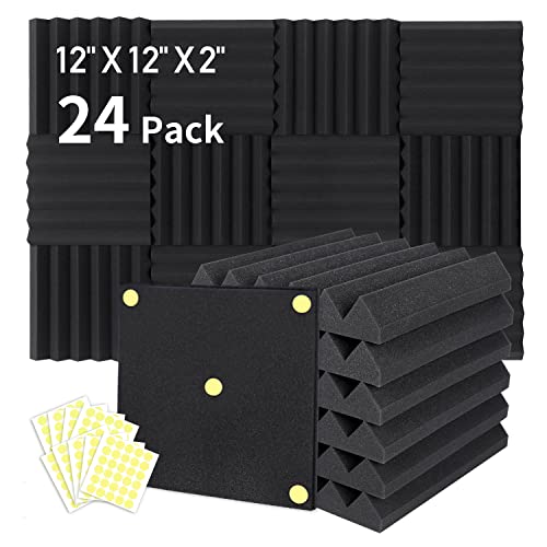 Focusound 24 Acoustic Foam Panels for Soundproofing
