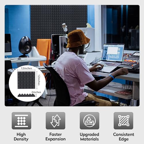 AUSLET 24 Pack Soundproof Foam Panels - Black